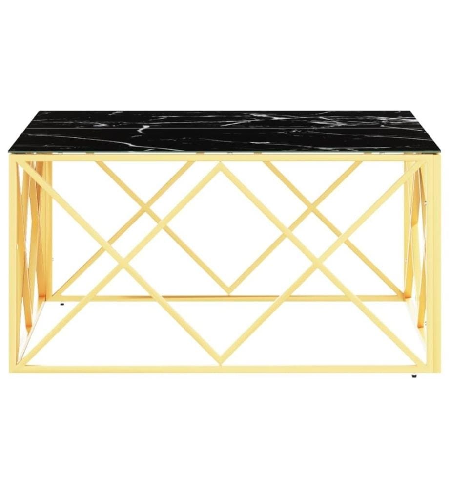 Table basse doré 80x80x40 cm acier inoxydable et verre