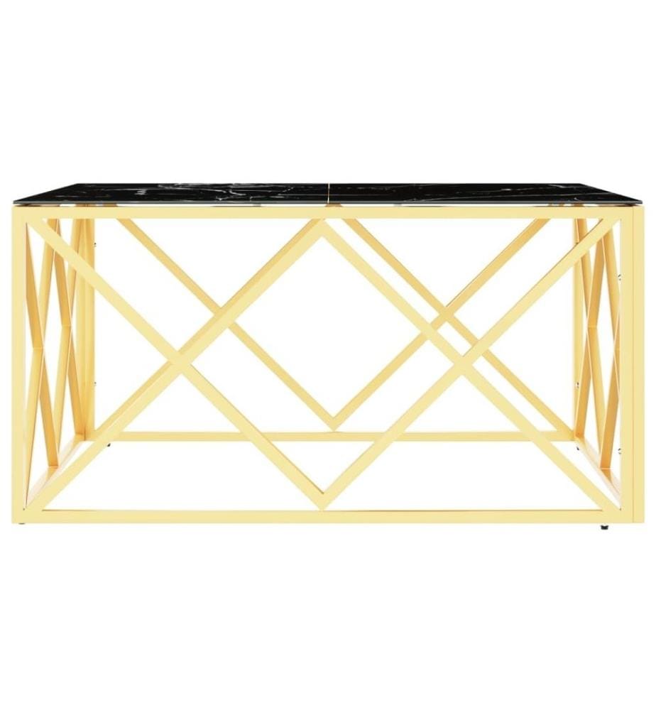 Table basse doré 80x80x40 cm acier inoxydable et verre