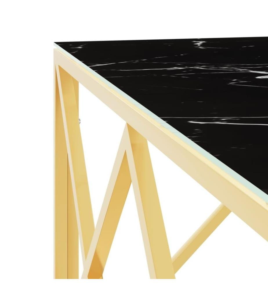 Table basse doré 80x80x40 cm acier inoxydable et verre