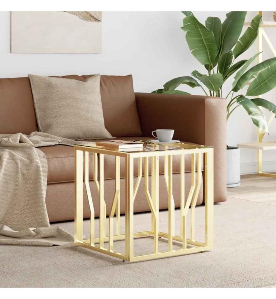 Couchtisch Golden 50x50x50 cm Edelstahl und Glas