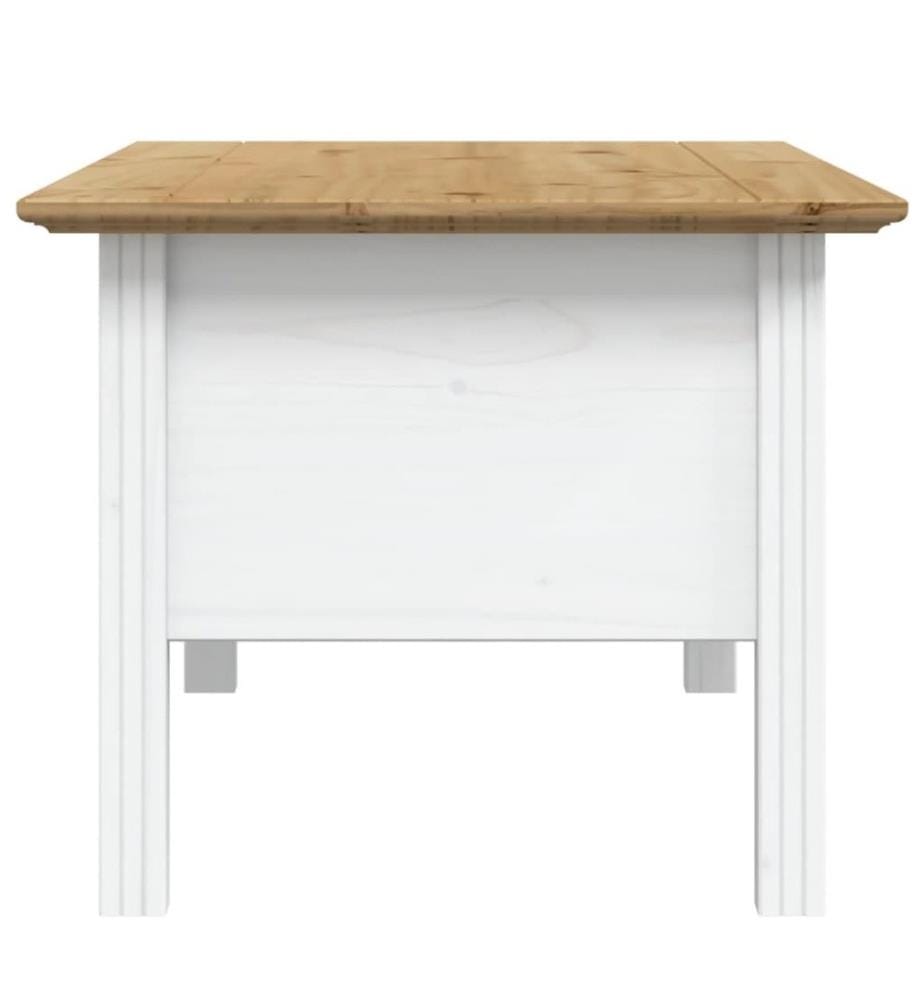 Couchtisch BODO Weiss und Braun 100x55x45 cm Massivholz Kiefer