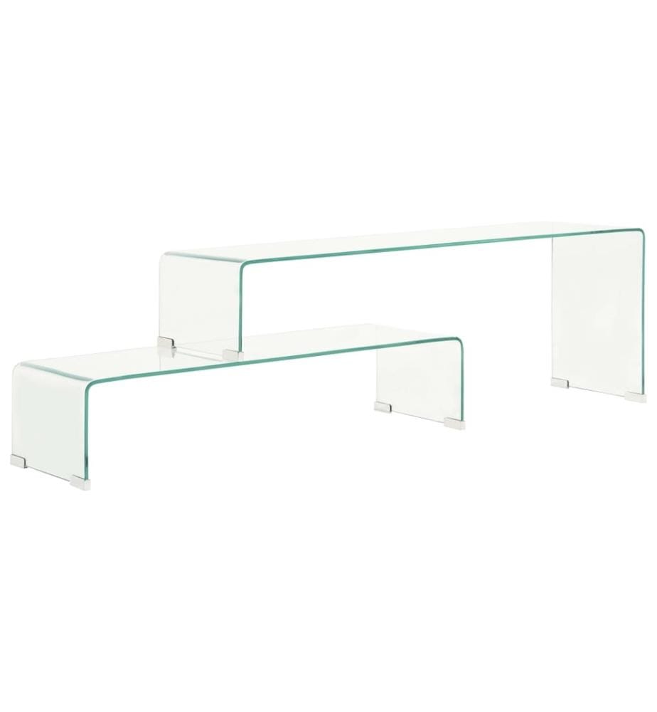 2-tlg. Couchtisch-Set 90x30x20/110x30x40 cm Hartglas