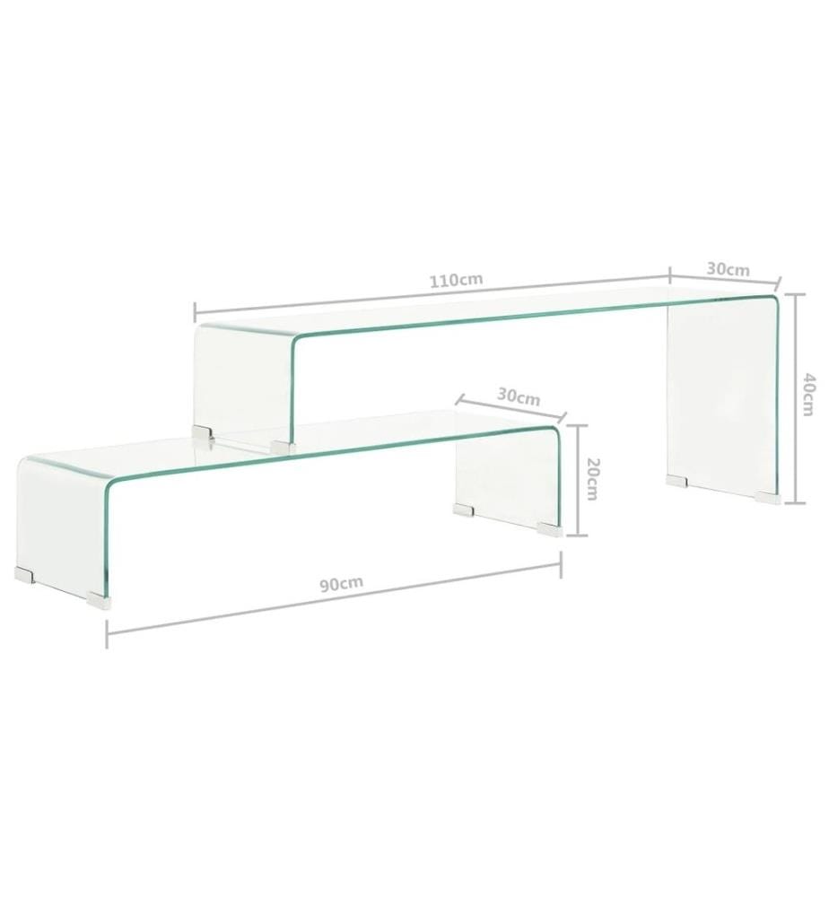 2-tlg. Couchtisch-Set 90x30x20/110x30x40 cm Hartglas