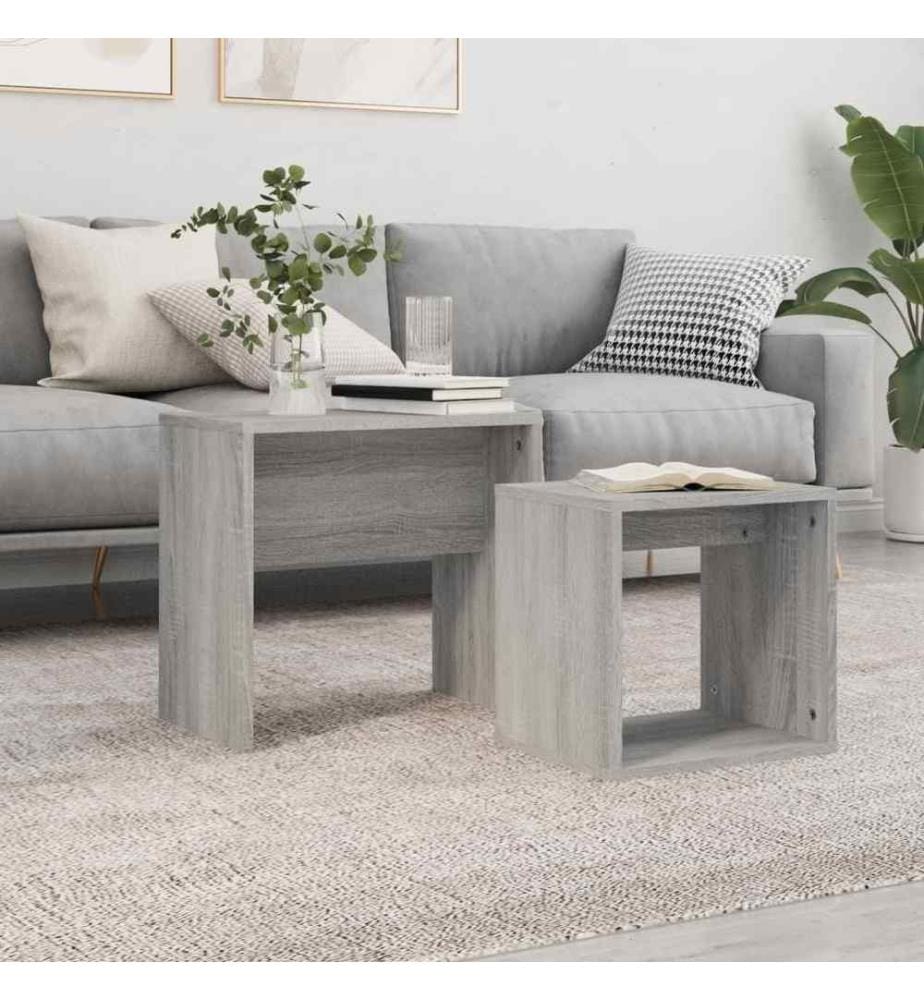 Satztische 2 Stk. Grau Sonoma Holzwerkstoff