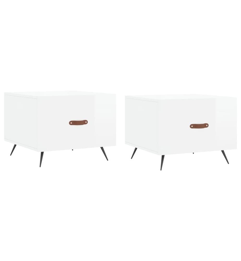Couchtische 2 Stk. Hochglanz-Weiss 50x50x40 cm Holzwerkstoff
