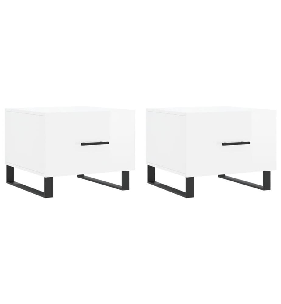 Couchtische 2 Stk. Hochglanz-Weiss 50x50x40 cm Holzwerkstoff