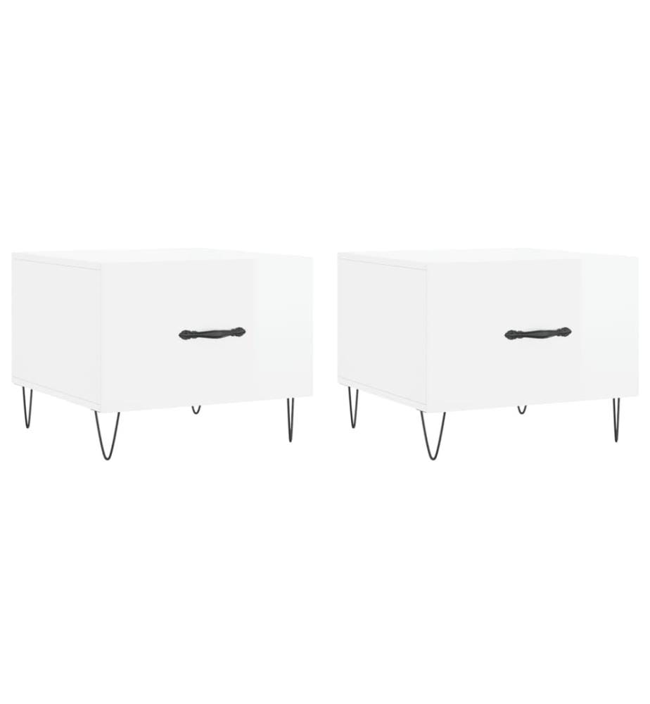 Couchtische 2 Stk. Hochglanz-Weiss 50x50x40 cm Holzwerkstoff