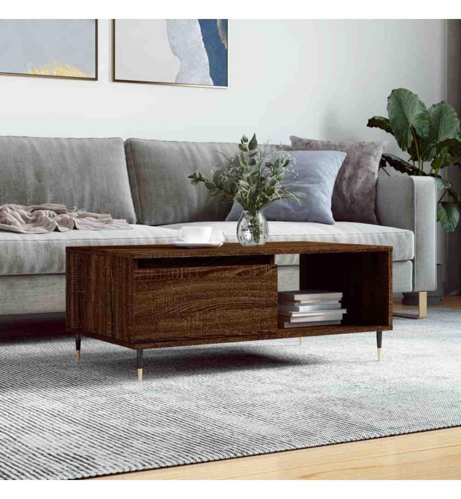 Couchtisch Braun Eichen-Optik 90x50x36,5 cm Holzwerkstoff