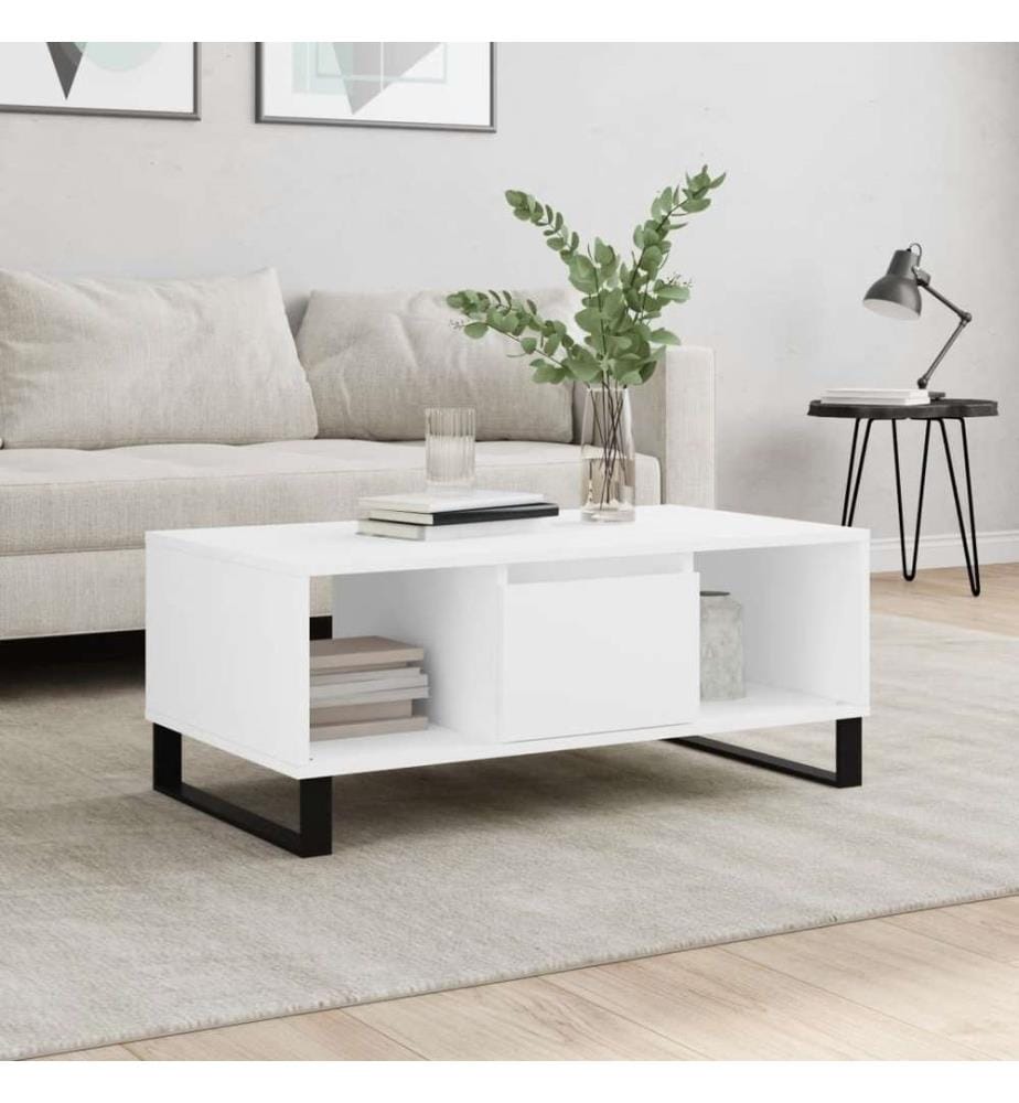 Couchtisch Weiss 90x50x36,5 cm Holzwerkstoff