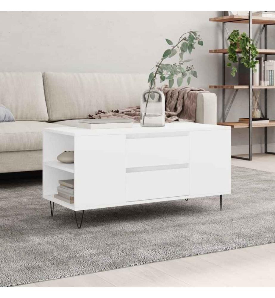 Table basse blanc 102x44,5x50 cm bois d'ingénierie