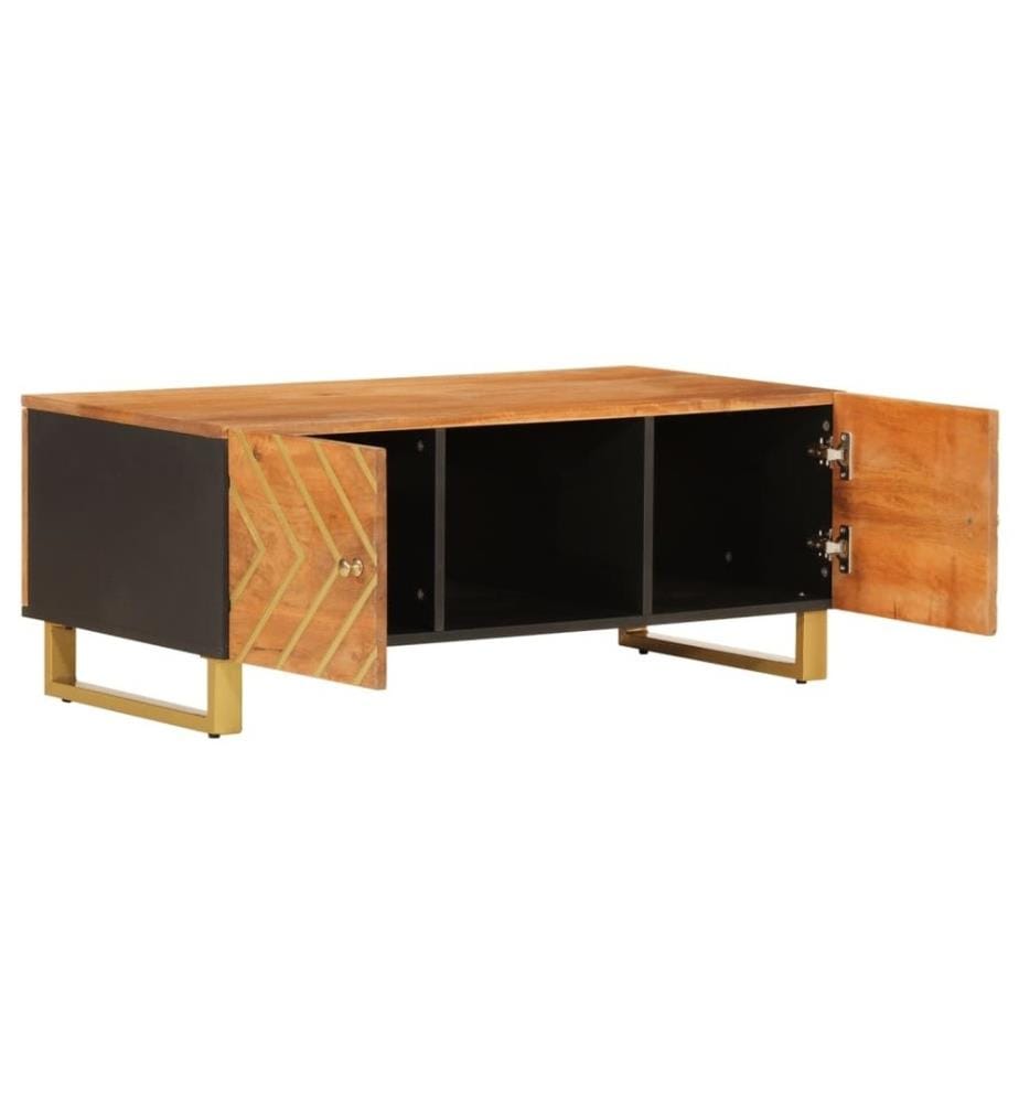 Couchtisch Braun und Schwarz 100x54x40 cm Massivholz Mango