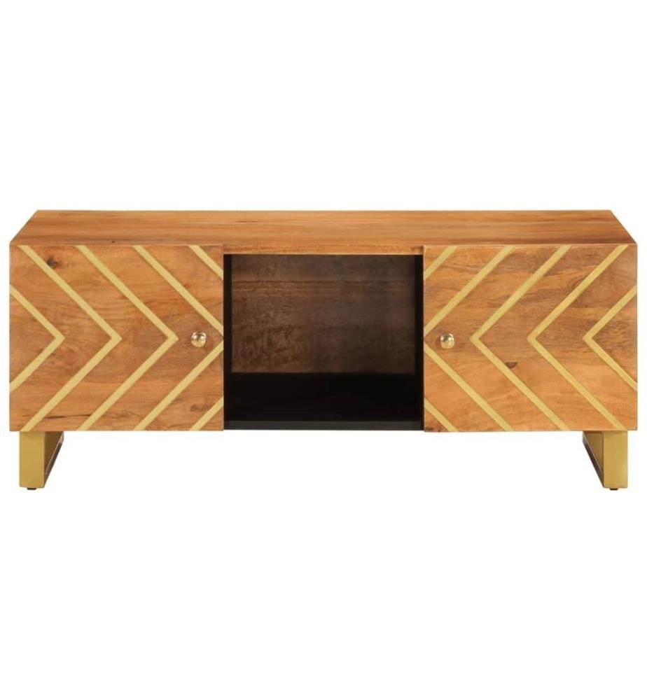 Couchtisch Braun und Schwarz 100x54x40 cm Massivholz Mango
