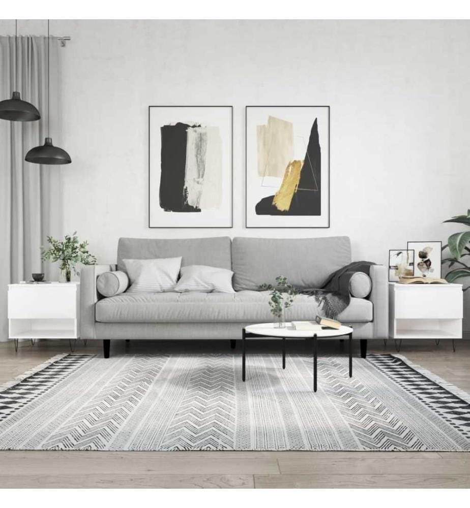 Couchtische 2 Stk. Hochglanz-Weiss 50x46x50 cm Holzwerkstoff