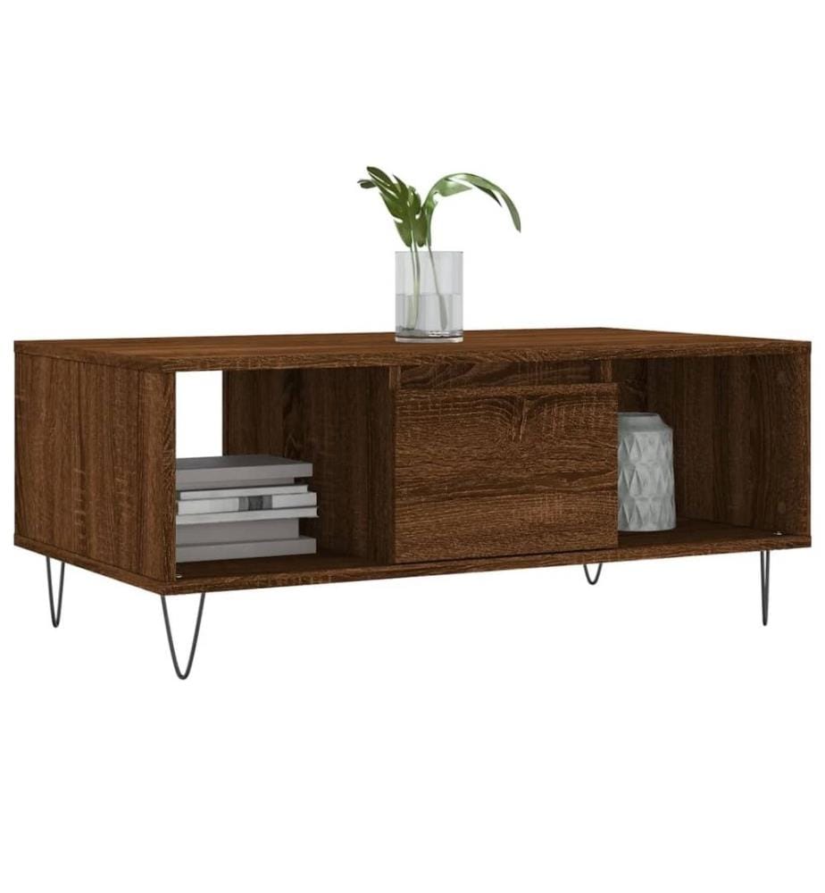 Couchtisch Braun Eichen-Optik 90x50x36,5 cm Holzwerkstoff