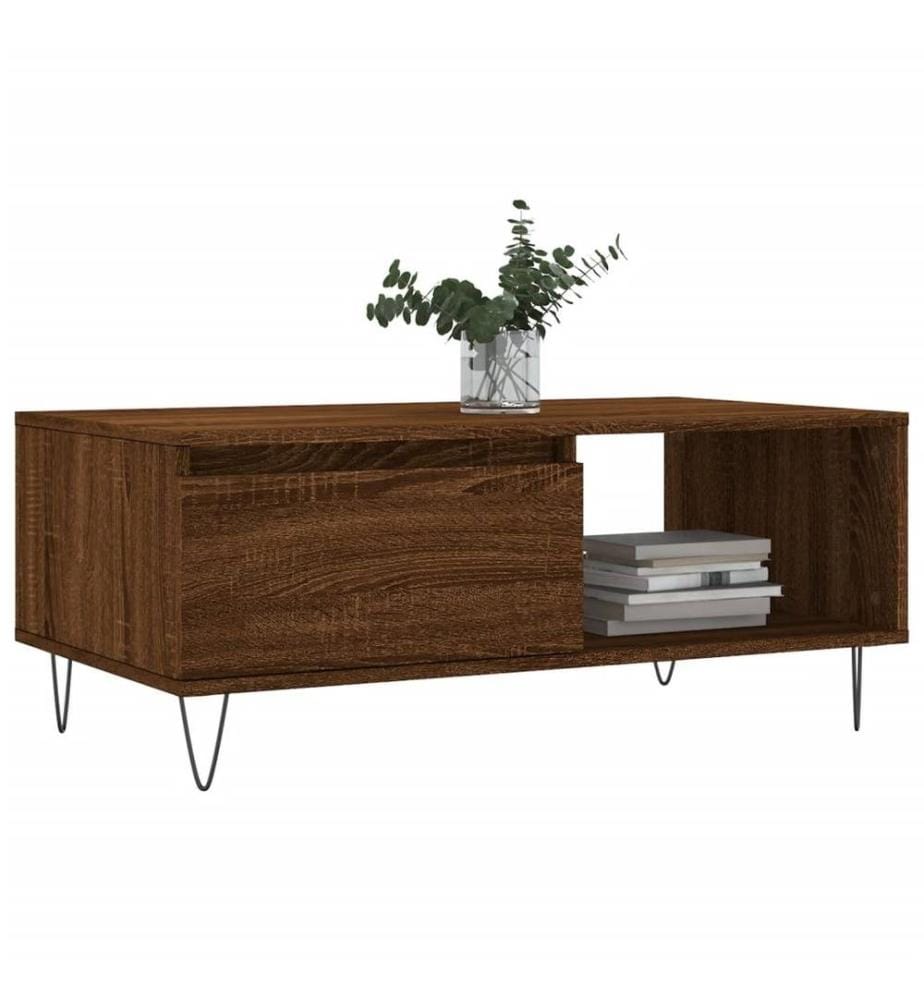 Couchtisch Braun Eichen-Optik 90x50x36,5 cm Holzwerkstoff