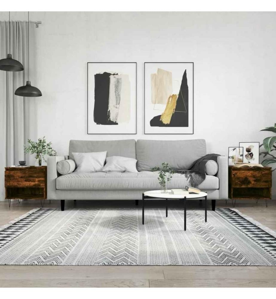 Couchtische 2 Stk. Räuchereiche 50x46x50 cm Holzwerkstoff