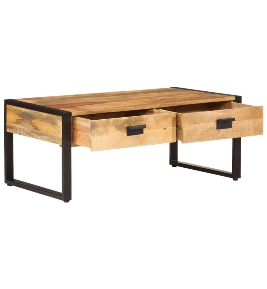 Couchtisch 100x54x40 cm Massivholz Mango und Eisen