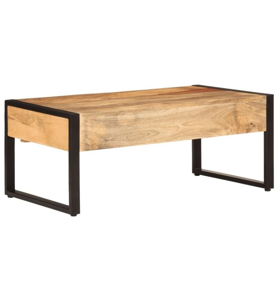 Couchtisch 100x54x40 cm Massivholz Mango und Eisen