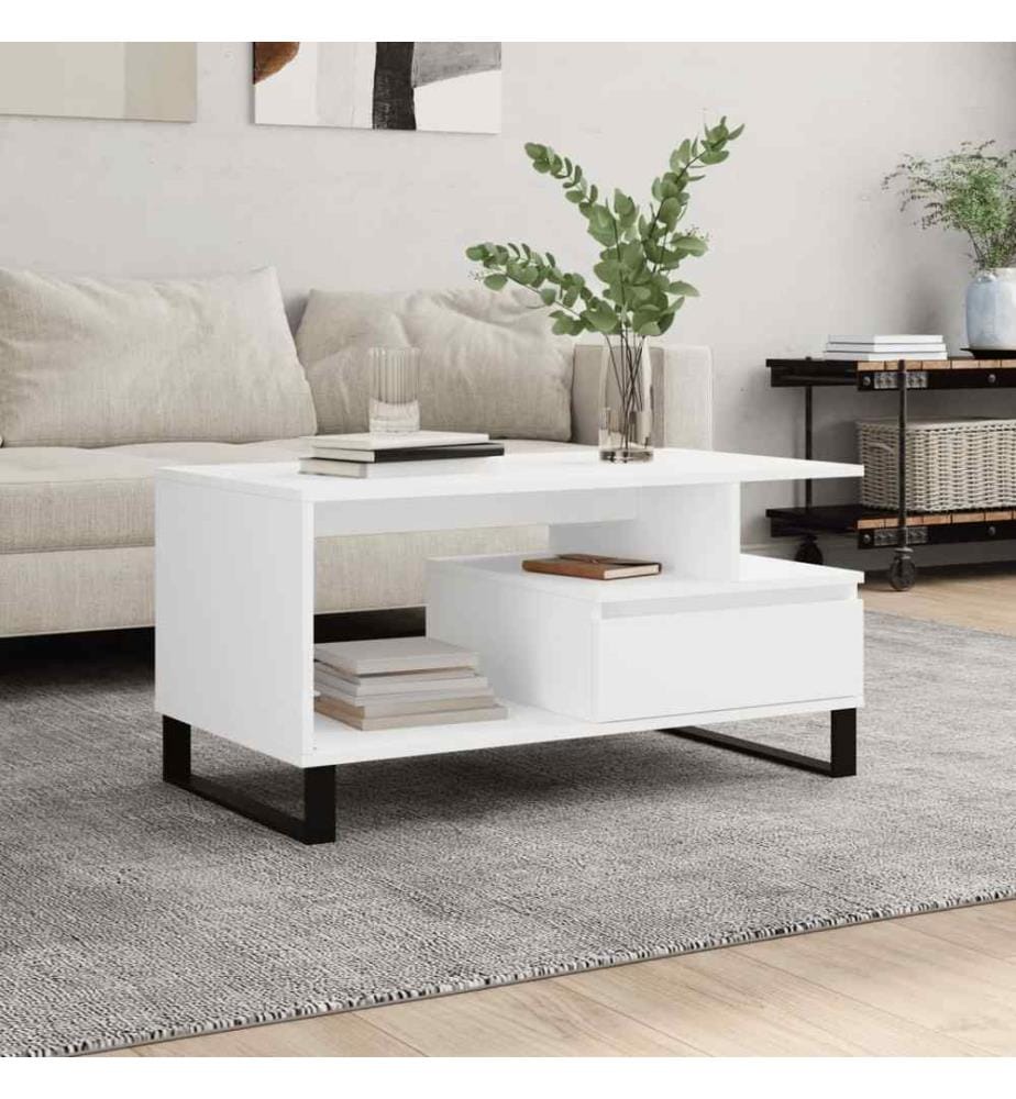 Couchtisch Weiss 90x49x45 cm Holzwerkstoff