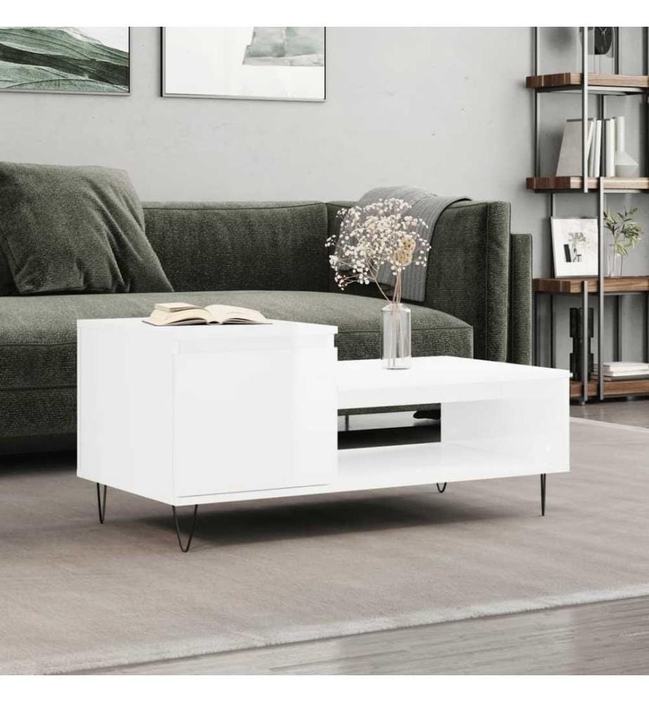 Table basse Blanc 85x55x31 cm Bois d'ingénierie