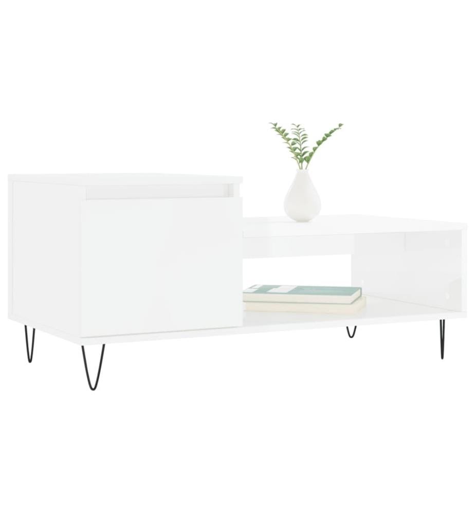 Couchtisch Hochglanz-Weiss 100x50x45 cm Holzwerkstoff