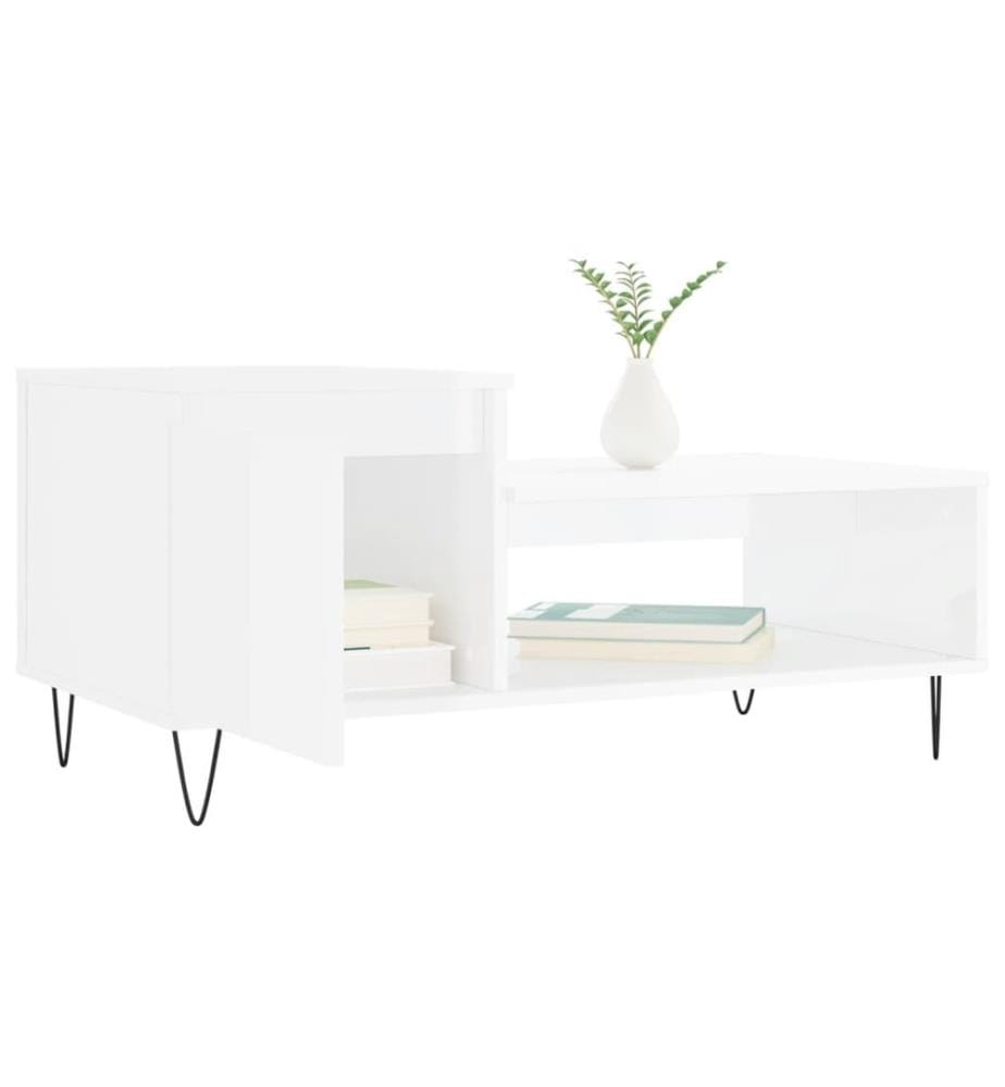 Couchtisch Hochglanz-Weiss 100x50x45 cm Holzwerkstoff