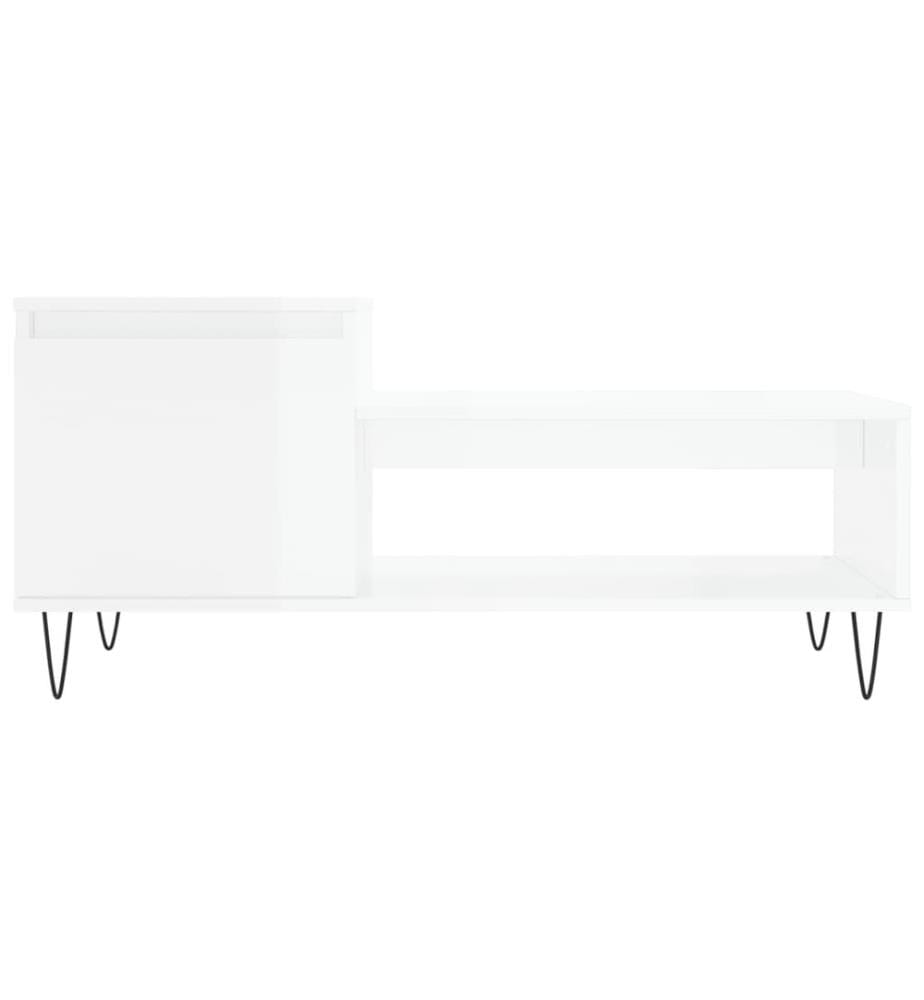 Couchtisch Hochglanz-Weiss 100x50x45 cm Holzwerkstoff