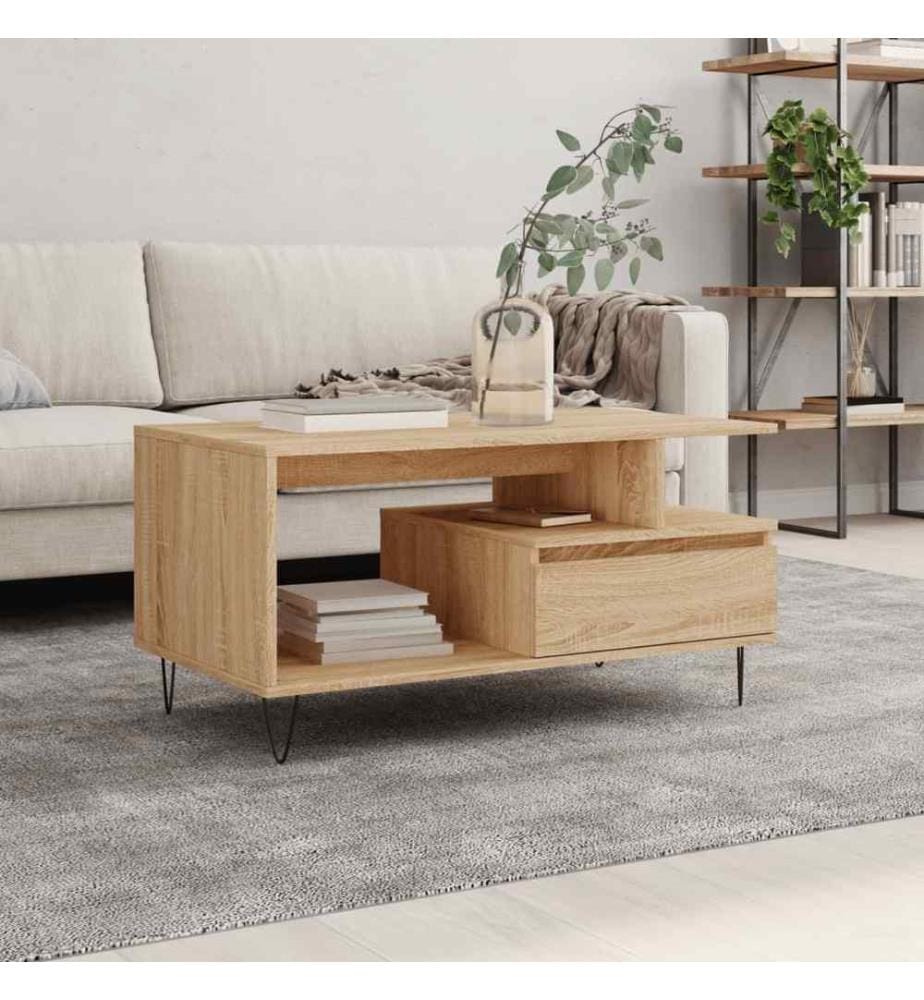 Table basse Chêne sonoma 90x49x45 cm Bois d'ingénierie
