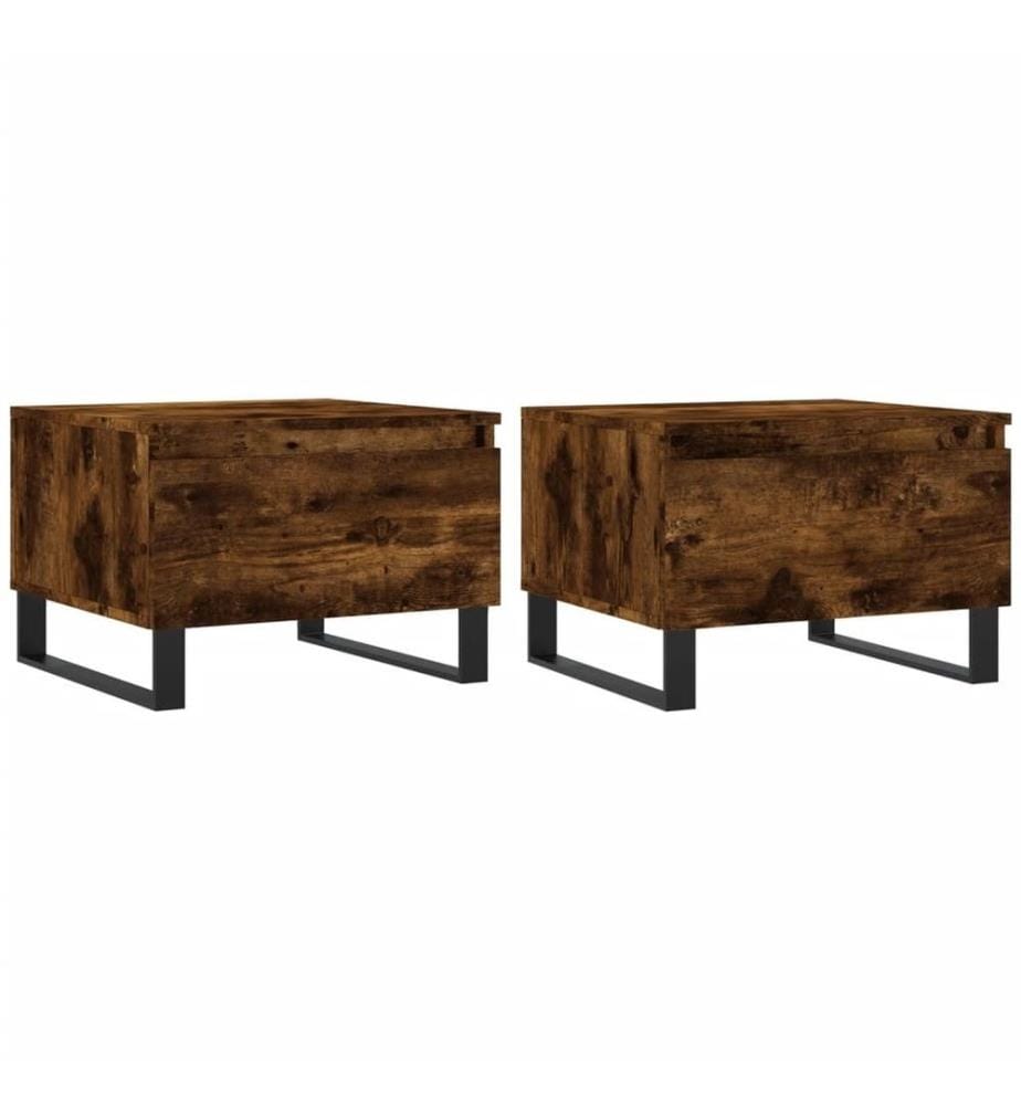 Couchtische 2 Stk. Räuchereiche 50x46x35 cm Holzwerkstoff