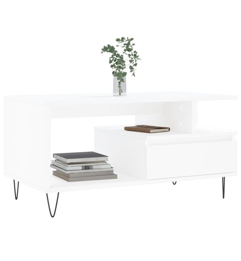 Couchtisch Weiss 90x49x45 cm Holzwerkstoff