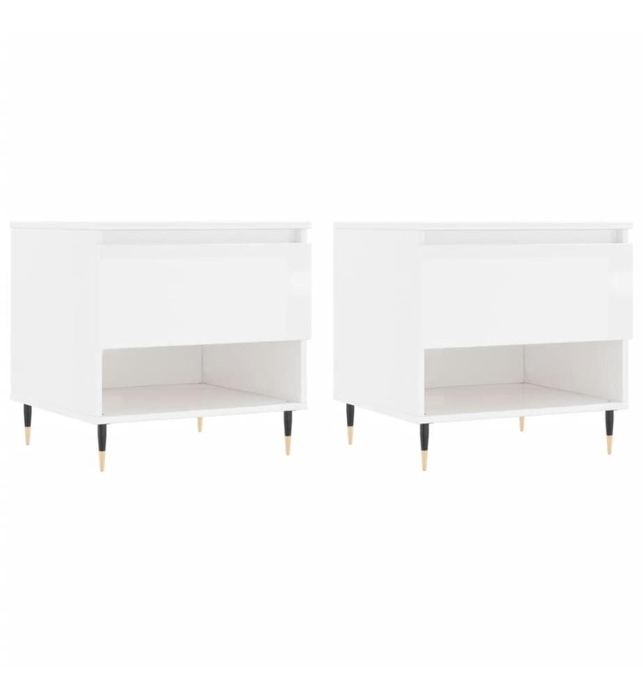 Couchtische 2 Stk. Hochglanz-Weiss 50x46x50 cm Holzwerkstoff