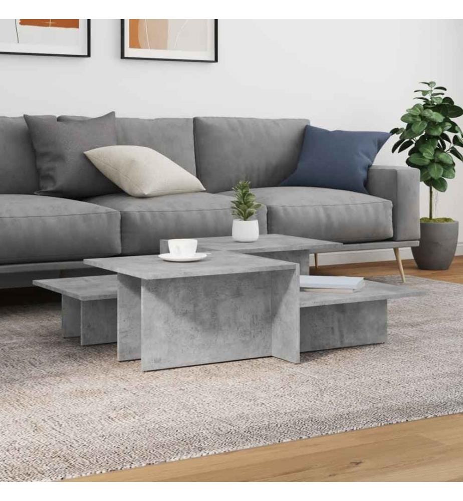 Tables basses 2 pcs gris béton bois d'ingénierie