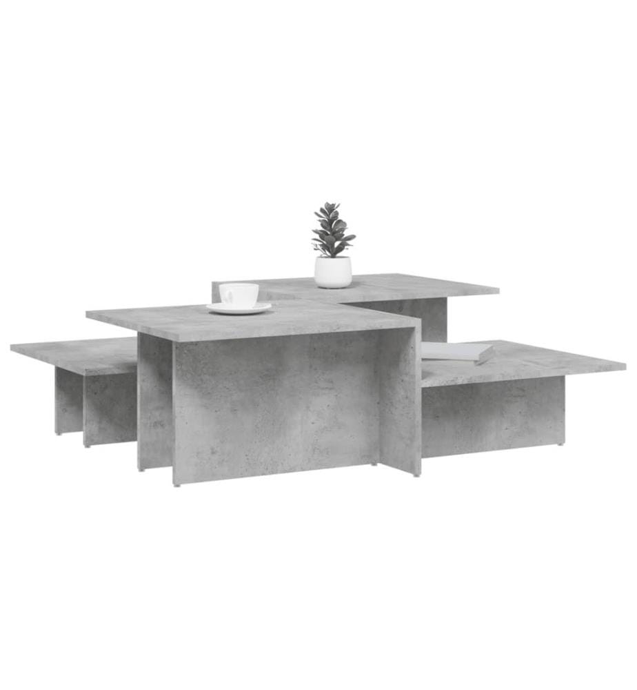 Tables basses 2 pcs gris béton bois d'ingénierie