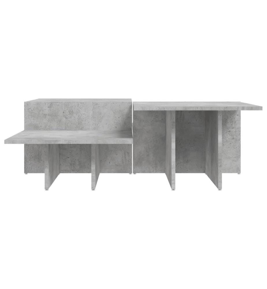 Tables basses 2 pcs gris béton bois d'ingénierie