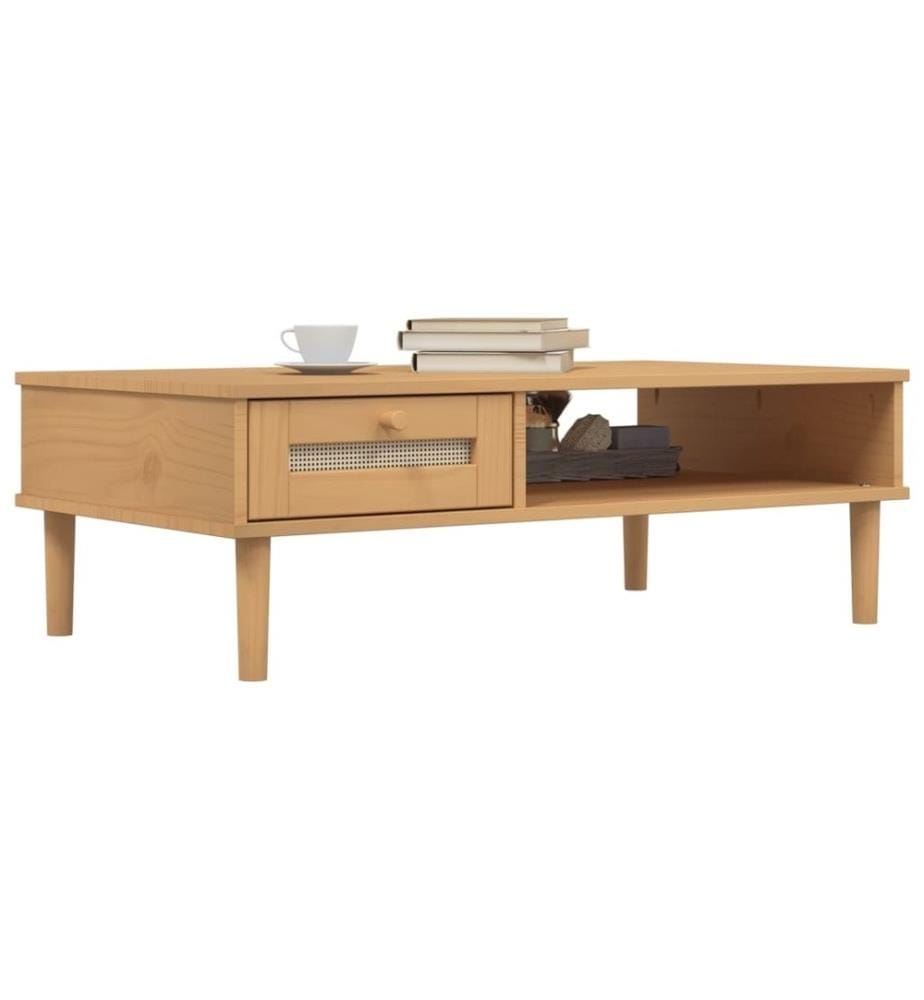 Couchtisch SENJA Rattan-Optik Braun 100x55x33 cm Kiefernholz