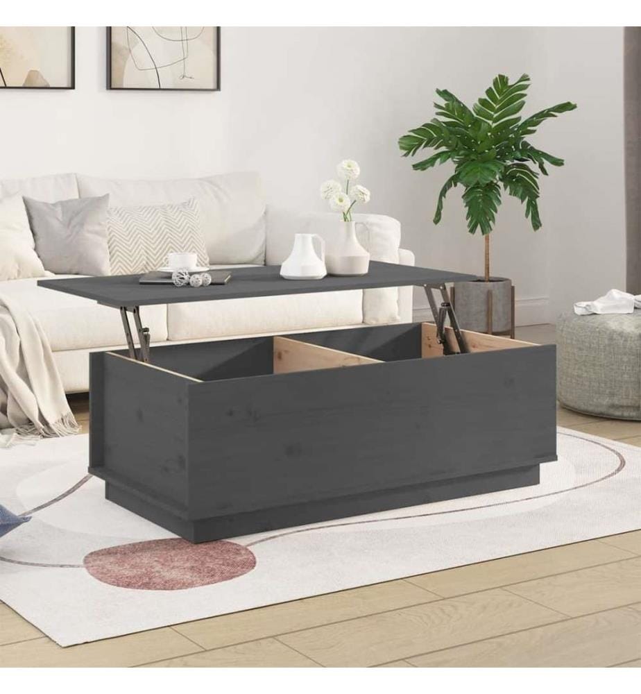 Couchtisch Grau 100x50x35 cm Massivholz Kiefer