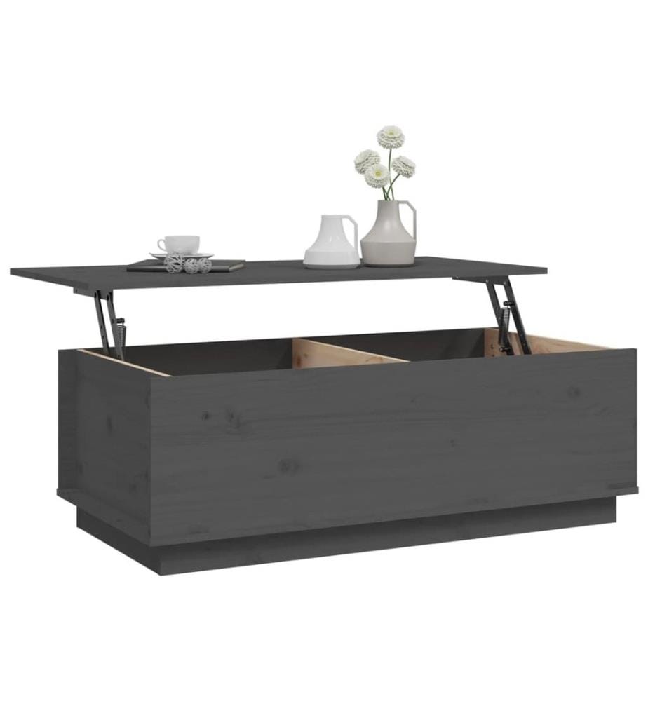 Couchtisch Grau 100x50x35 cm Massivholz Kiefer