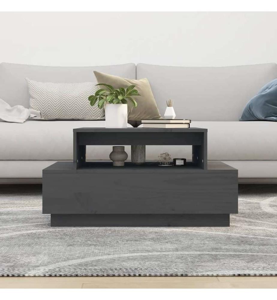 Couchtisch Grau 80x55x40,5 cm Massivholz Kiefer