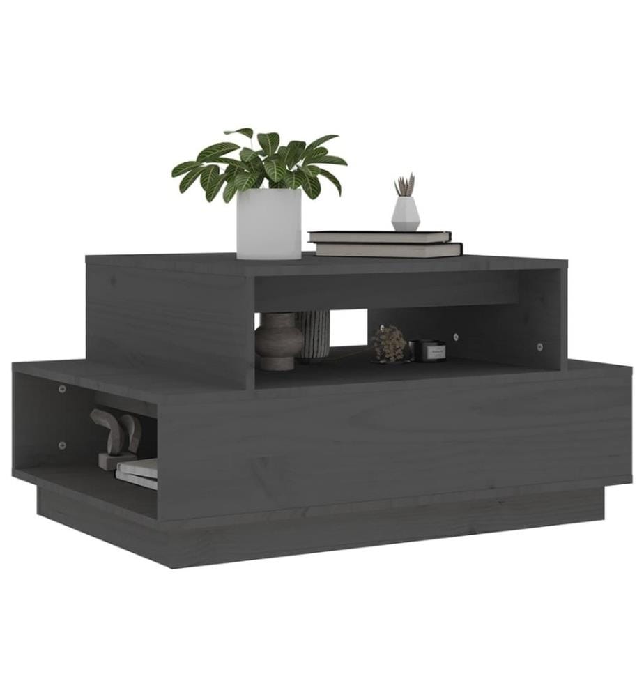 Couchtisch Grau 80x55x40,5 cm Massivholz Kiefer