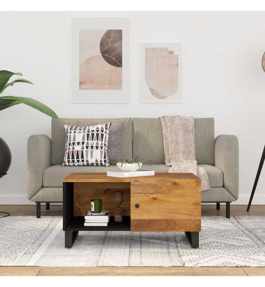 Couchtisch 80x50x40 cm Massivholz Mango & Holzwerkstoff