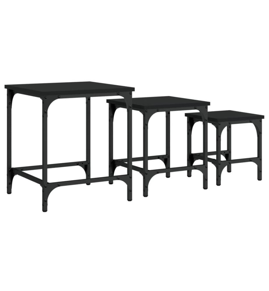 Satztische 3 Stk. Schwarz Holzwerkstoff