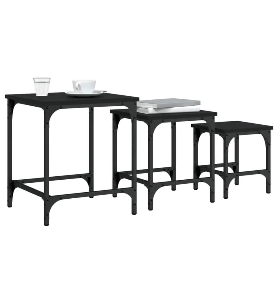 Satztische 3 Stk. Schwarz Holzwerkstoff