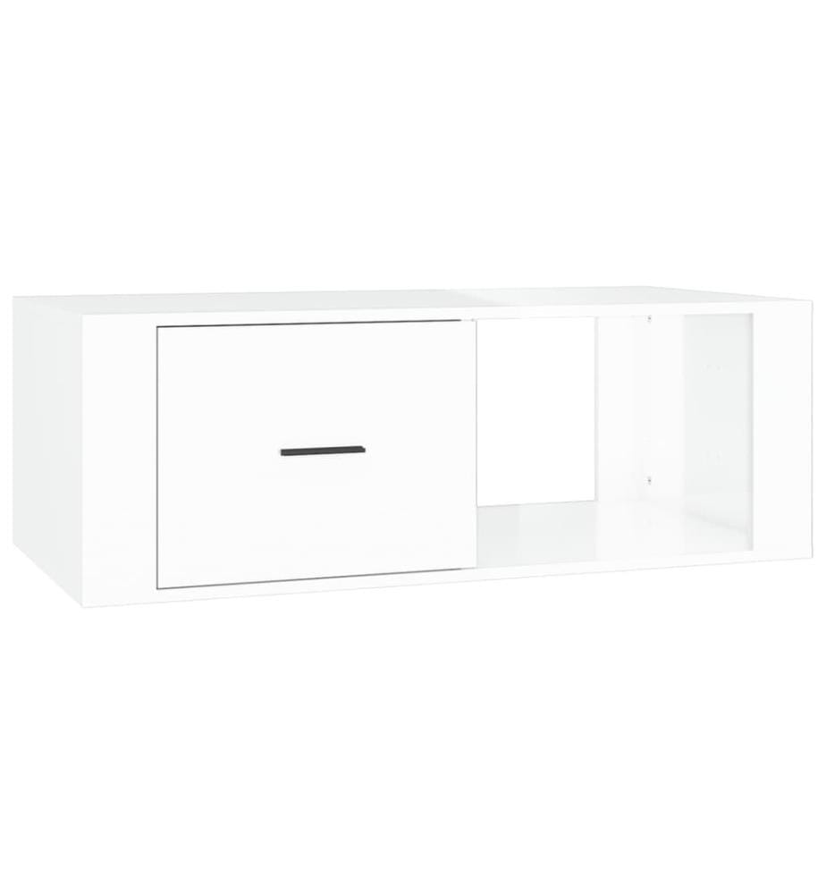 Table basse Blanc brillant 100x50,5x35 cm Bois d'ingénierie