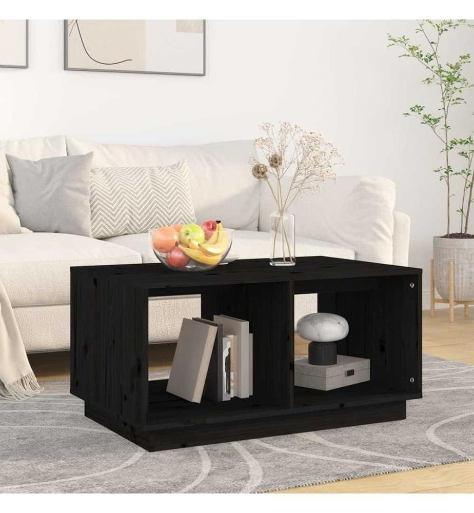Couchtisch Schwarz 80x50x40 cm Massivholz Kiefer