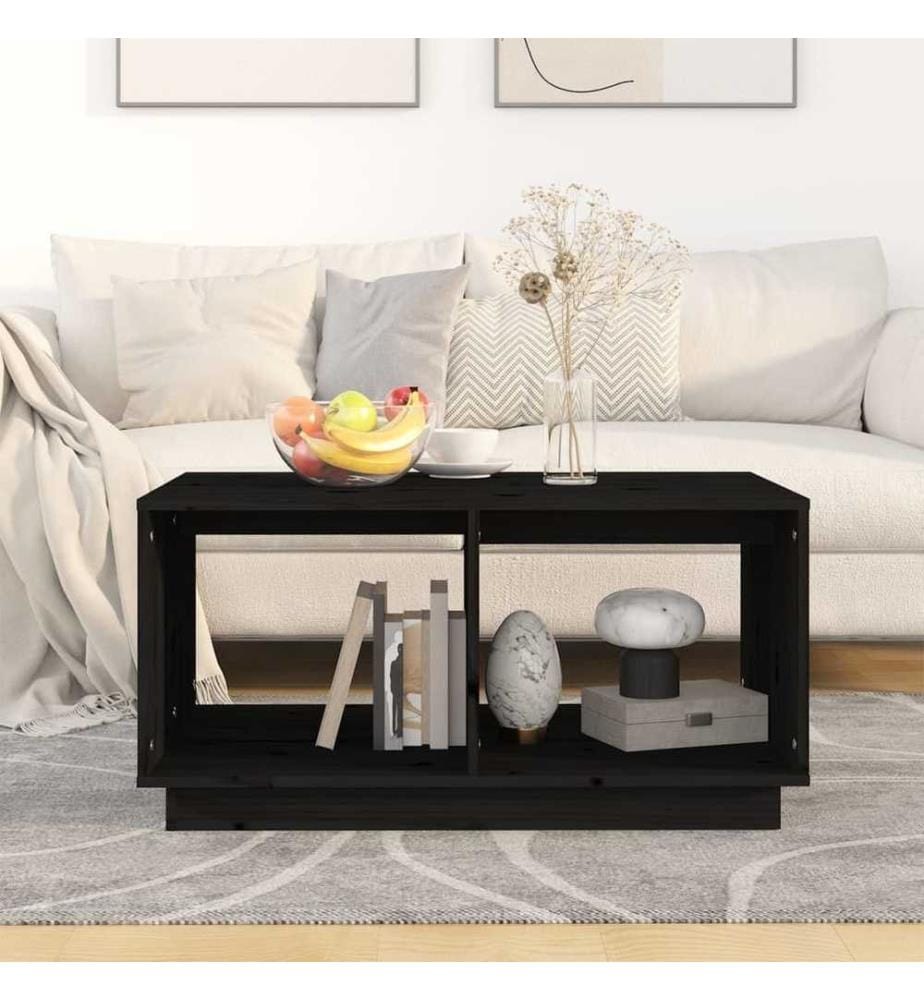 Couchtisch Schwarz 80x50x40 cm Massivholz Kiefer