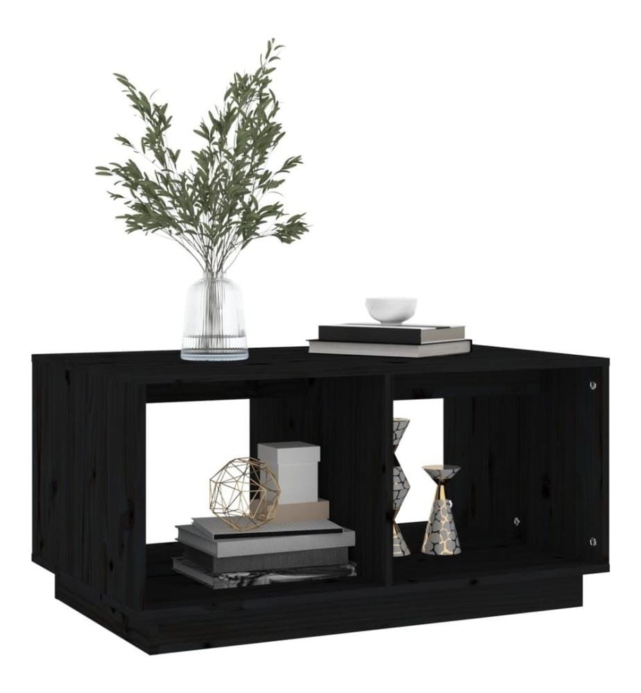 Couchtisch Schwarz 80x50x40 cm Massivholz Kiefer
