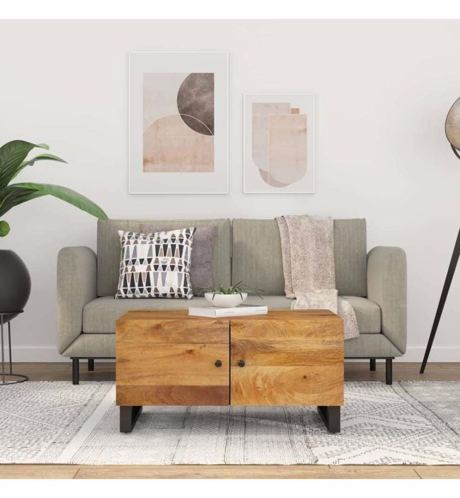 Couchtisch 80x50x40 cm Massivholz Mango & Holzwerkstoff