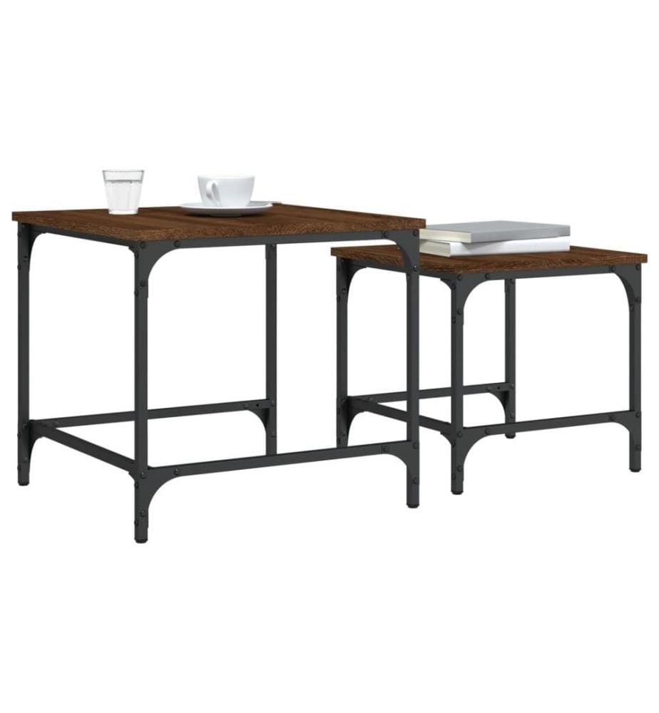 Tables basses gigognes 2 pcs chêne marron bois d'ingénierie