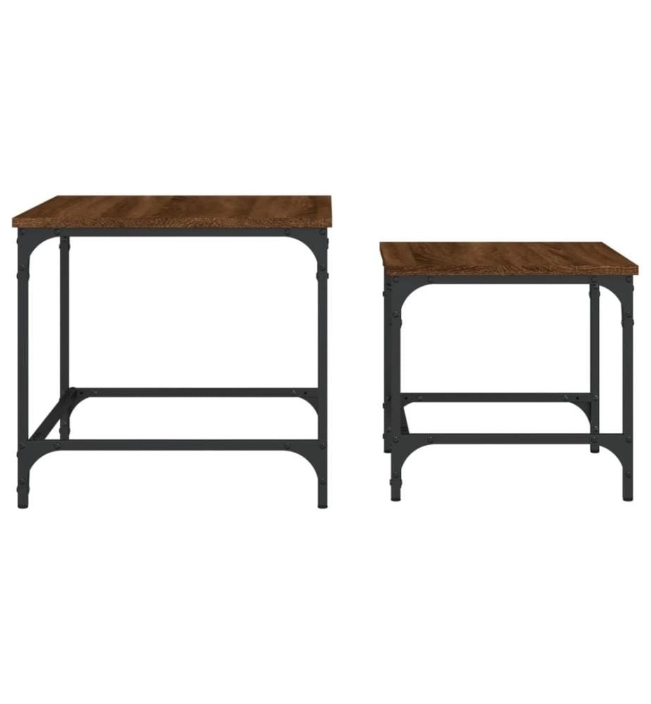Tables basses gigognes 2 pcs chêne marron bois d'ingénierie