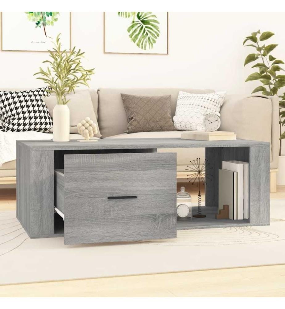 Table basse Sonoma gris 100x50,5x35 cm Bois d'ingénierie